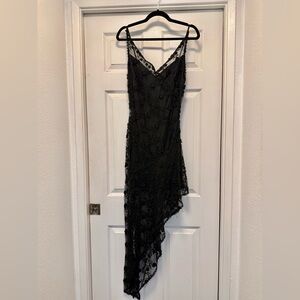 Nicole Bakti Black Lace Asymmetrical Dress - Size M